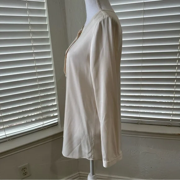 CLASSIQUES ENTIER Ivory Silk Long Sleeve Blouse Popover Tunic Top Cream … - Picture 4 of 13